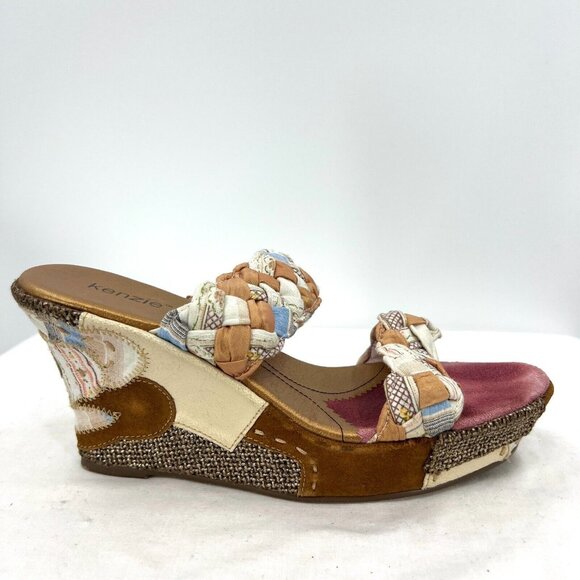 Kenzie Janie Patchwork Fabric Wedge Boho Sandals Women's 10 M - Picture 5 of 9